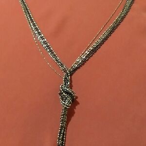 Multi gold, bronze and copper tone beaded tassel necklace